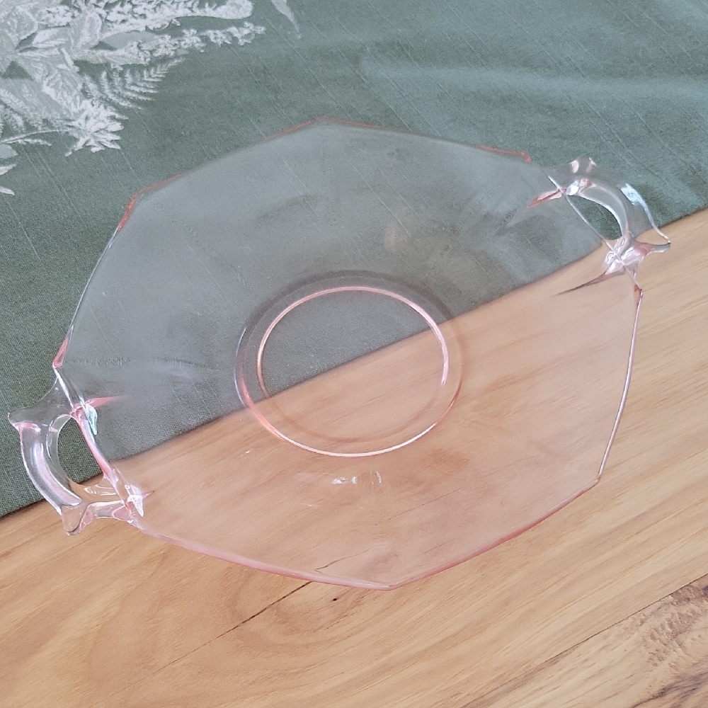 Elegant Pink Depression Glass Octagon Serving Plate